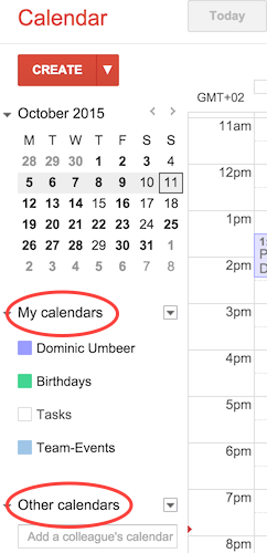 Google Calendar - My Calendars